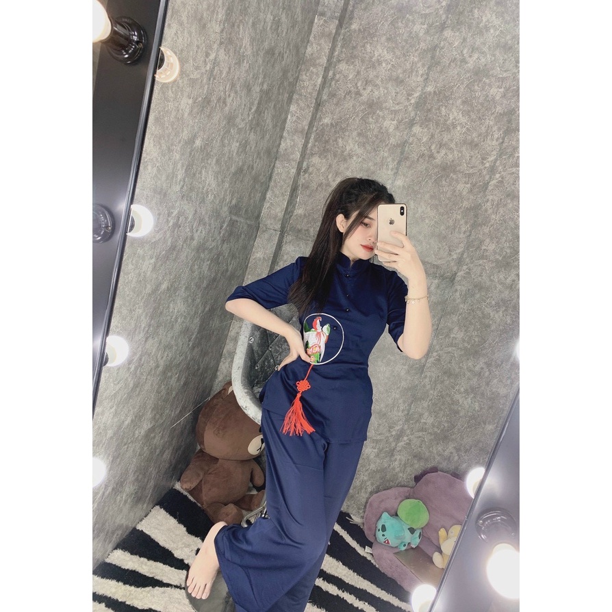 Đồ Lam Đi Chùa #Mẫu ngọc bội# Quần Áo Nữ
