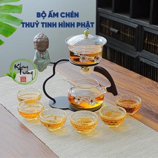 Bộ ấm chén thuỷ tinh hình Phật ⚡ SIÊU RẺ ⚡ Bộ ấm chén thuỷ tinh cao cấp dành cho mọi nhà