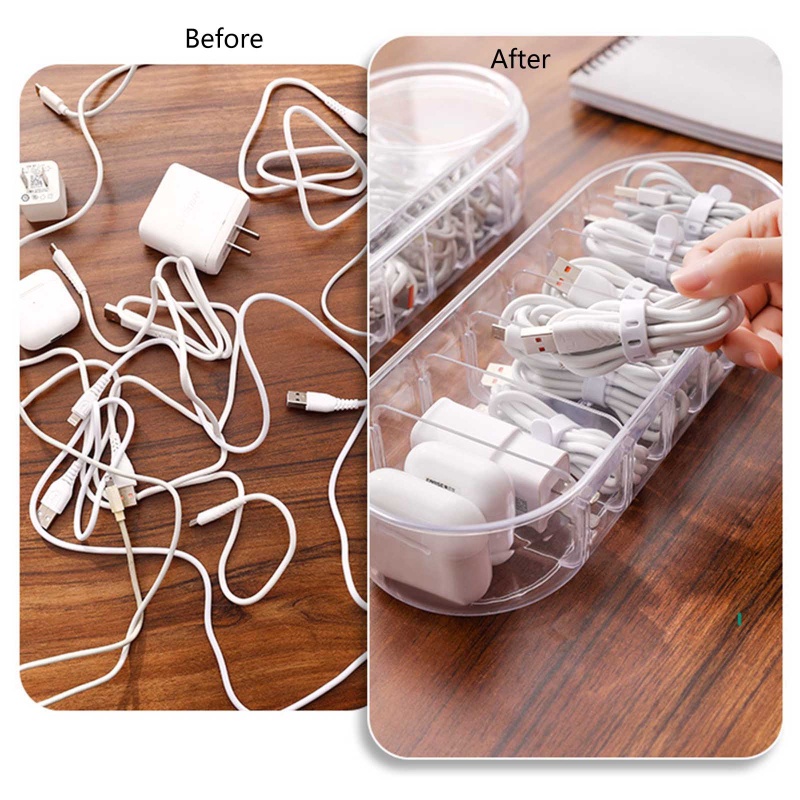 Hộp Nhựa Trong Suốt Đựng Dây Cáp Gọn Gàng Tiện Dụng