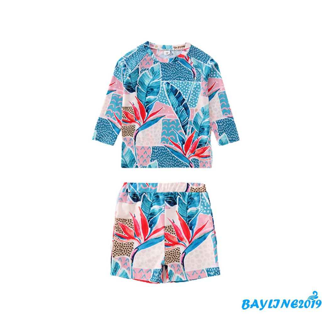 Bộ Đồ Bơi Liền Thân Tay Dài Họa Tiết Hoa Xinh Xắn Cho Bé | BigBuy360 - bigbuy360.vn