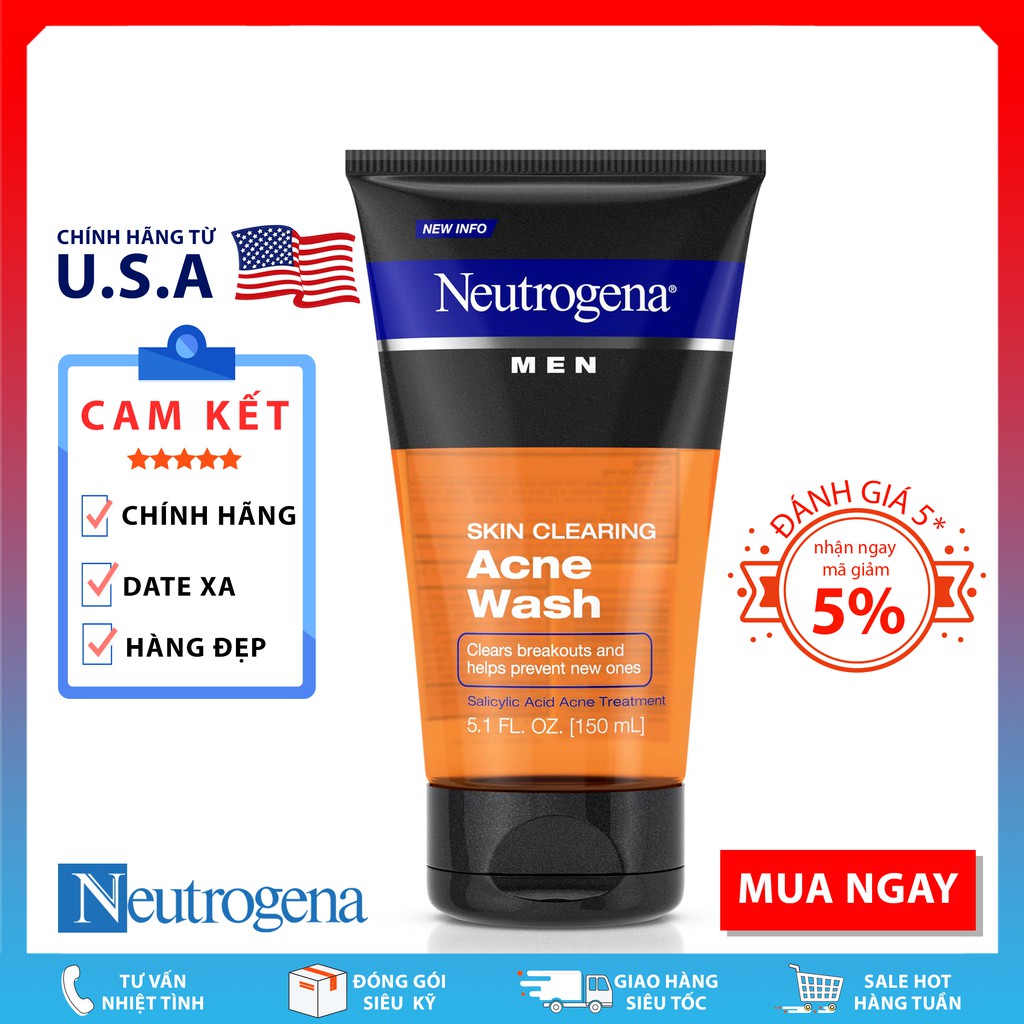 Sữa Rửa Mặt Neutrogena ® Men Skin Clearing Acne Wash (150mL)