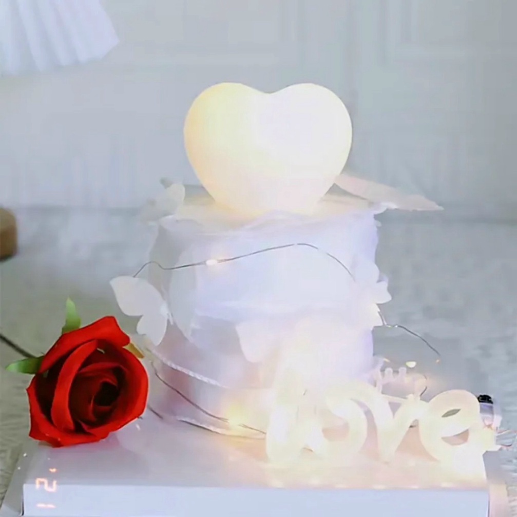 phụ kiện trang trí bánh kem [FREESHIP❤️] trái tim nhựa gắn led sáng
