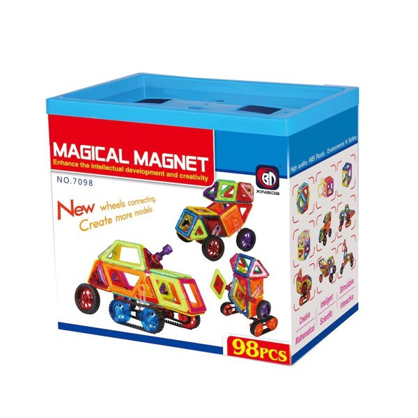 Bộ Xếp Hình Nam Châm Cho bé - Magical Magnet 98 chi tiết (Hộp vuông)