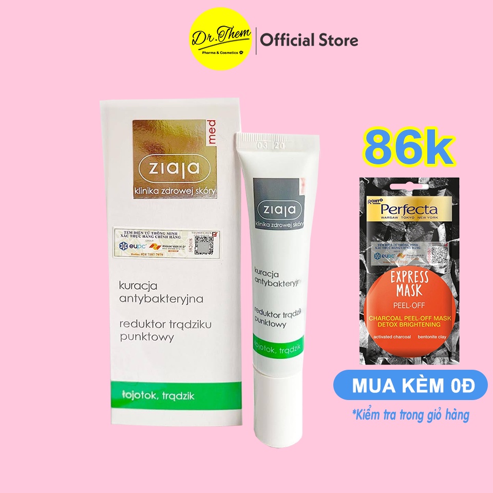 ✅[CHÍNH HÃNG] Ziaja Med Kem Chấm Mụn Ngừa Khuẩn Ziaja Med ANTIBACTERIAL REDUCING ACNE SPOT CREAM 15ml Cho da Dầu Mụn