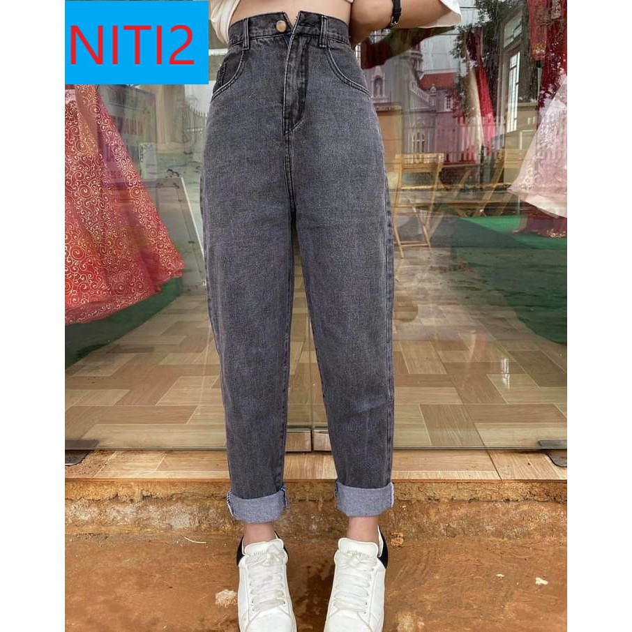 [FREESHIP ] QUẦN BAGGY JEAN NỮ LƯNG CAO MÀU XÁM CÁ TÍNH SIÊU XỊN NITIQC