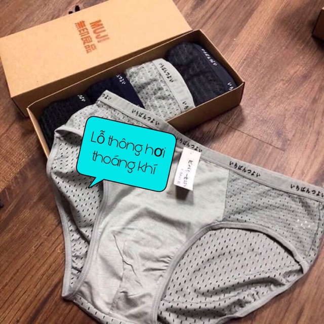 Hộp 5 Quần lót nam thông hơi đùi/chéo Muji