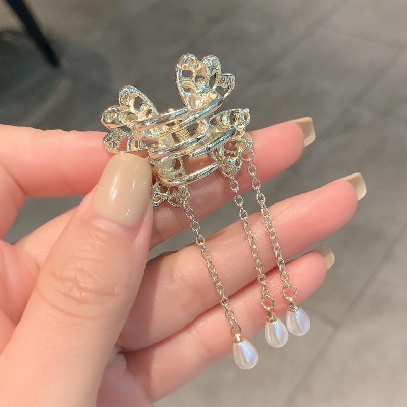 Kẹp Tóc Hình Bướm Đính Ngọc Trai Giả Kích Thước Nhỏ Thời Trang Dành Cho Nữ