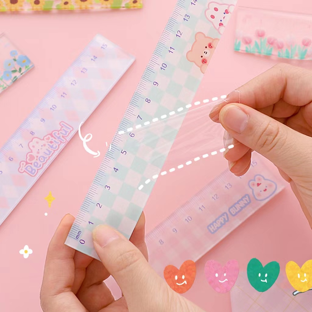 Thước kẻ / Thước Đo Chất Liệu acrylic Dày Dặn Hoạ Tiết Hoạt Hình Dễ Thương | Thước Vẽ Văn Phòng Phẩm Học Tập