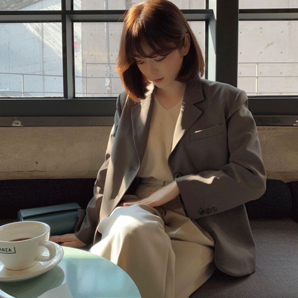 Áo khoác tay dài cổ chữ V xẻ tà phong cách thời trang xinh xắn cho nữ 37229