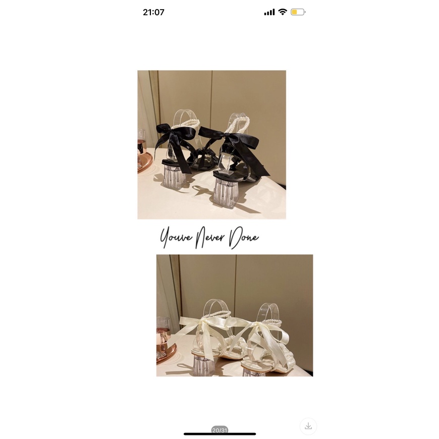 Dép Cao Gót 5 Phân Nữ Dây Ngọc Gót Pha Lê Siêu phẩm cho Nàng Thêm Xinh Size 35 - 39