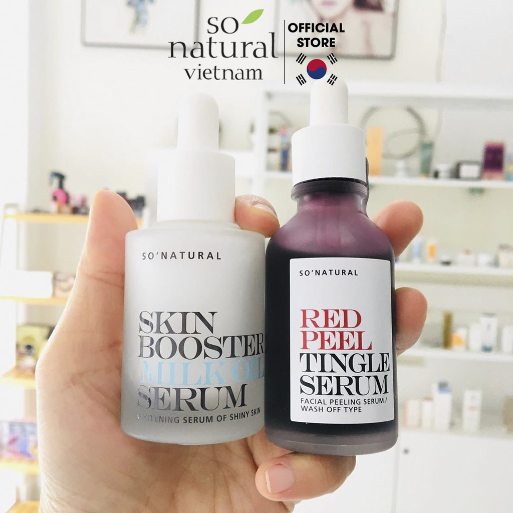 Combo Giảm Ngăn Ngừa Mụn Và Dưỡng Da Red Peel Tingle Serum Và Milk Oil So Natural