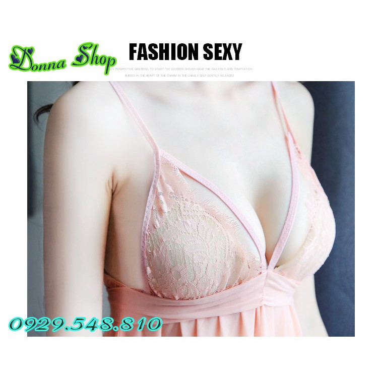 Váy ngủ sexy - Chất liệu voan ren mềm mịn - Mã DN07 màu hồng