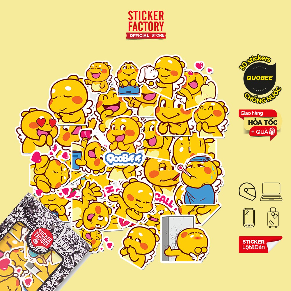 Qoobee- Hộp set 30 sticker decal hình dán dễ thương dán nón bảo hiểm , laptop, xe máy, ô tô STICKER FACTORY