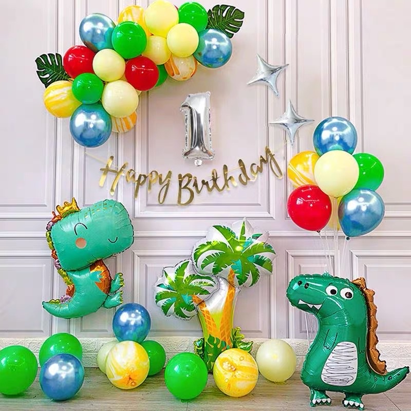 TRANG TRÍ SINH NHẬT , SET BÓNG NHÔM KHỦNG LONG KÈM PHỤ KIỆN ĐẦY ĐỦ