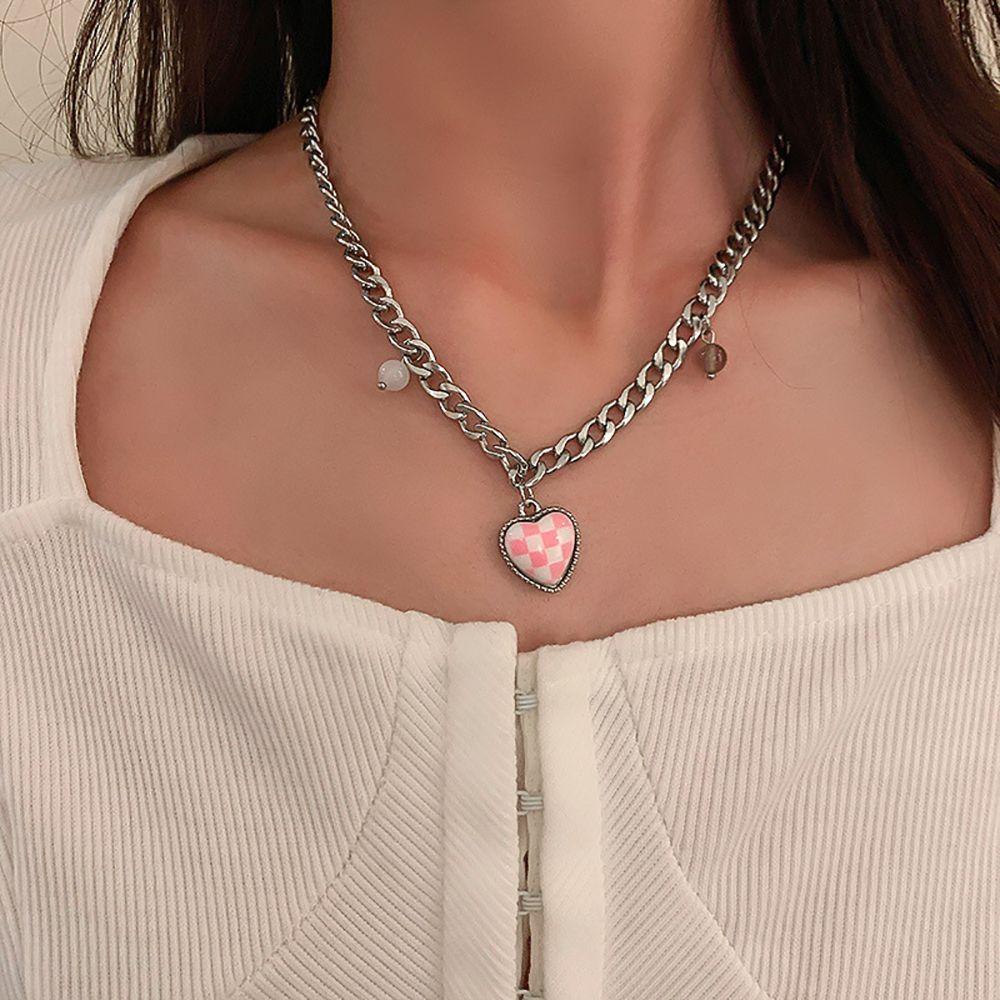 AROMA Vòng cổ Mặt Trái Tim Phong Cách Hàn Quốc Đơn Giản