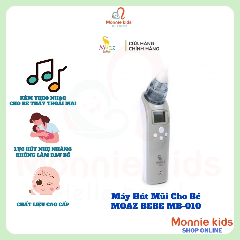 Máy hút mũi cho bé MOAZ BEBE MB-010, máy hút mũi điện cho trẻ sơ sinh - Monnie Kids