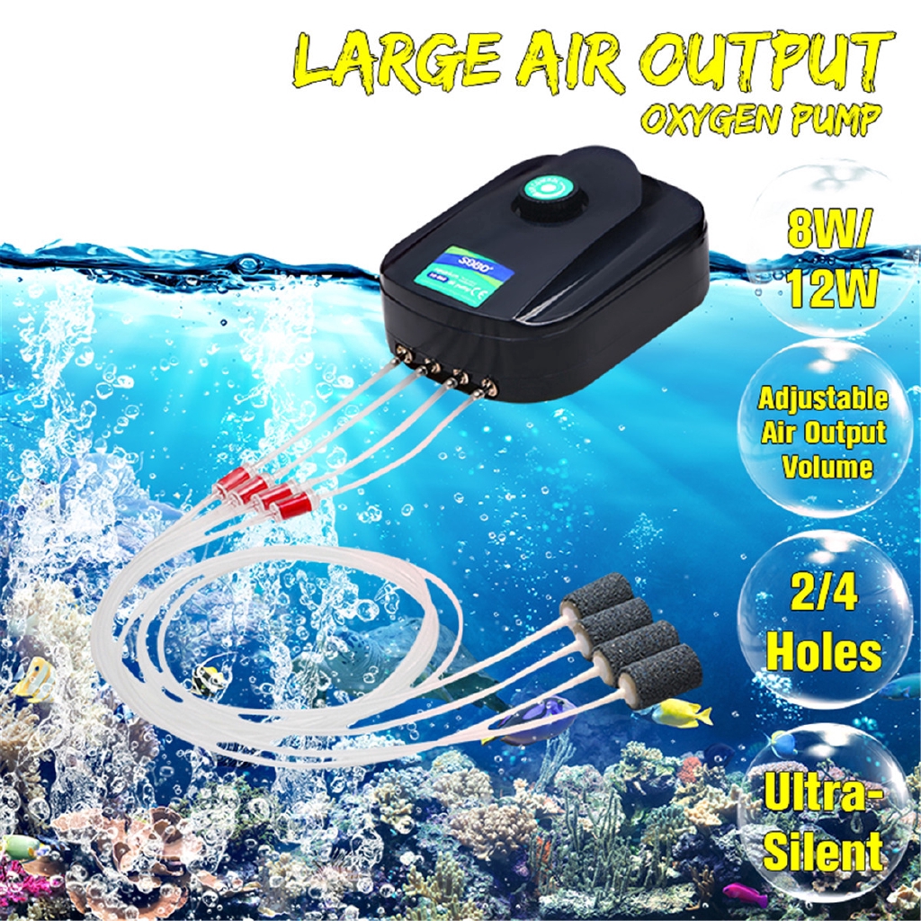 Super silent aquarium air pump Adjust large amount of air 2/4 Holes Aquarium Increase air pump Air compressor accessories