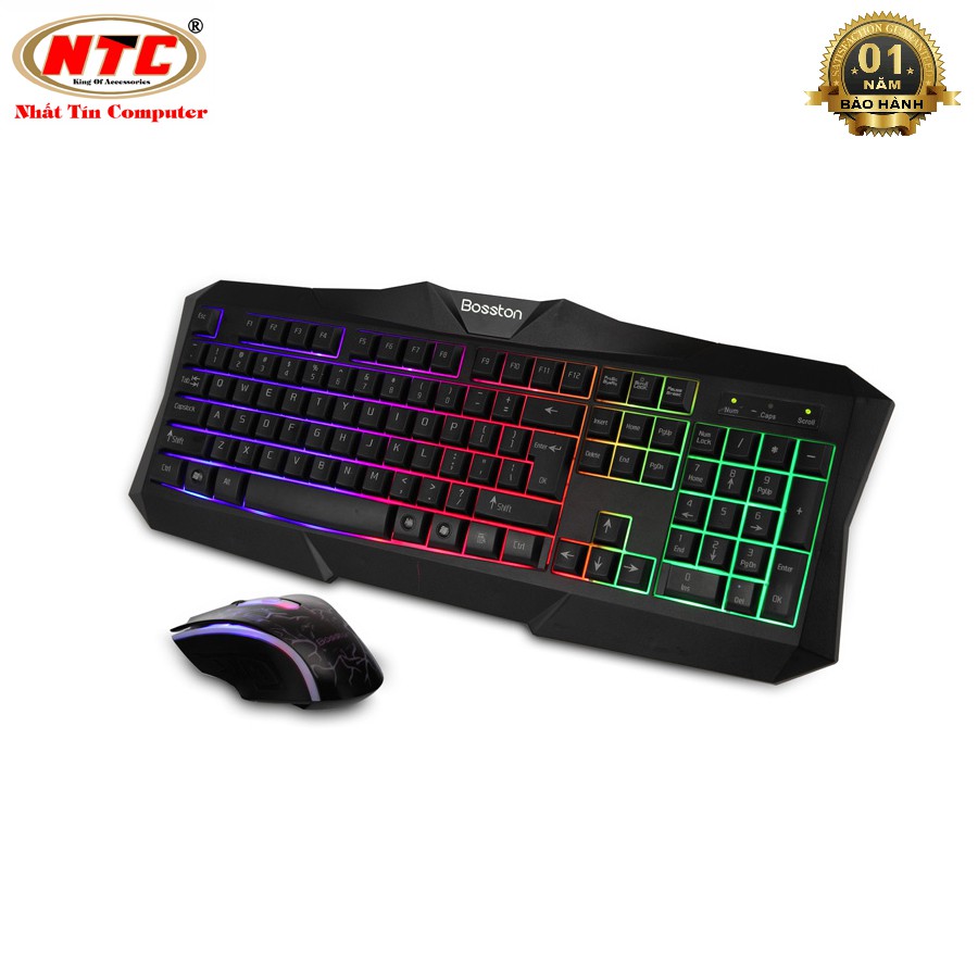 Combo bàn phím và chuột game Bosston 837 led 7 màu [(Đen) - | WebRaoVat - webraovat.net.vn