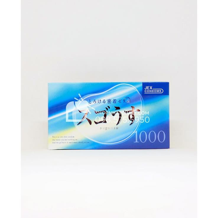 Bao cao su siêu mỏng gel trơn Jex SugoUsu 1000. Bán cực chạy tại Nhật. Xách tay trực tiếp đủ bill mua hàng. Mẫu mới xịn