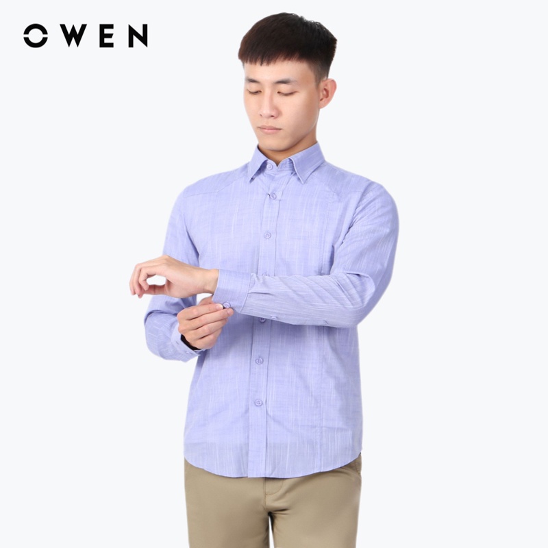 Áo sơ mi dài tay Nam Owen Bamboo Regular Fit Xanh - AR220132D