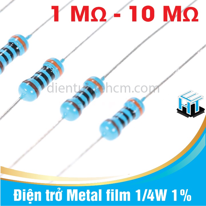 Điện trở Metal film 1/4W 1% 5 vạch màu phân loại từ 1M đến 10M