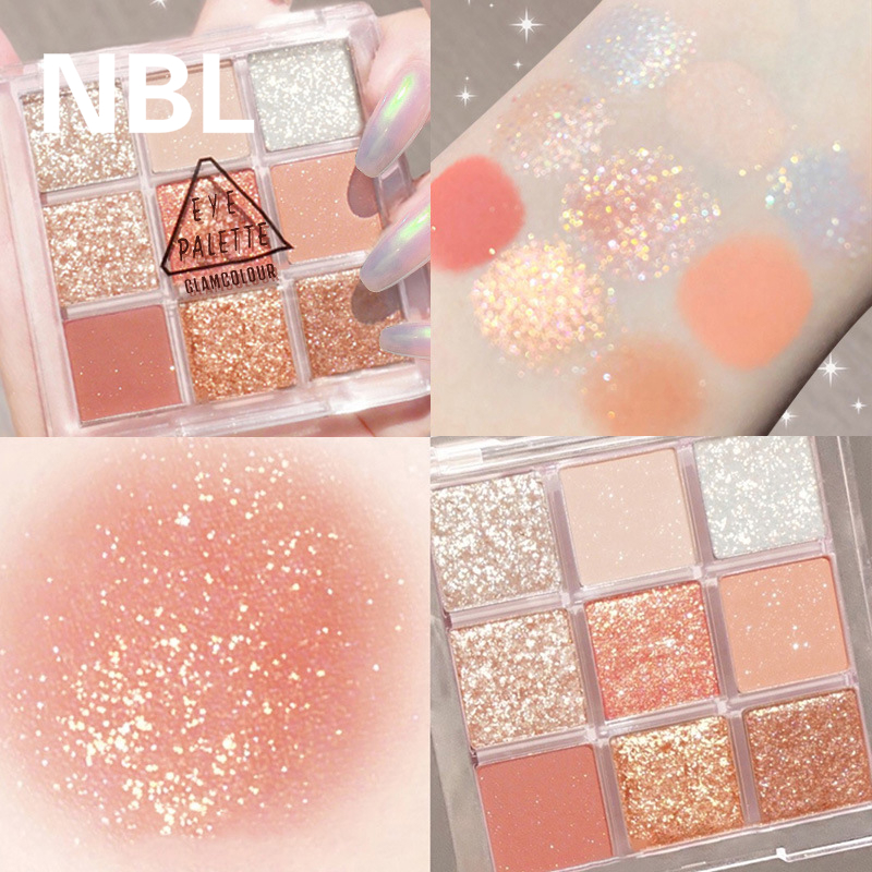 Bảng phấn mắt 9 màu sắc tông lì/lấp lánh chống thấm nước