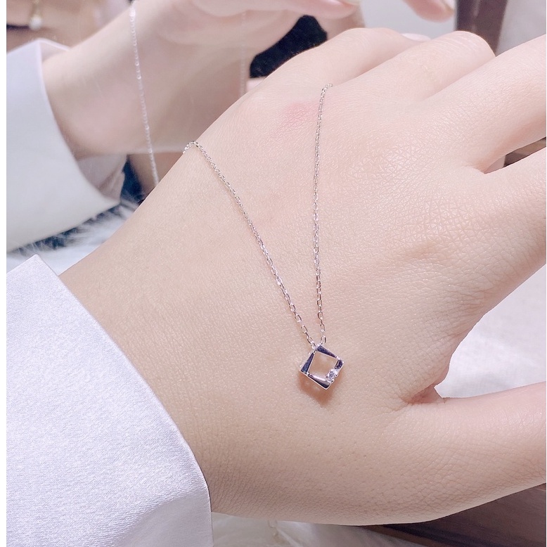 Dây chuyền bạc nữ TLEE hình thoi gắn đá mini nhỏ xinh TleeJewelry D0182