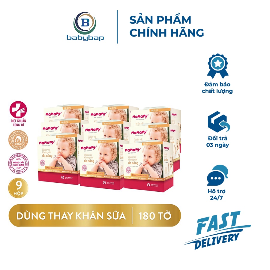 Combo 9 Khăn Khô Đa Năng Mamamy 180 Tờ