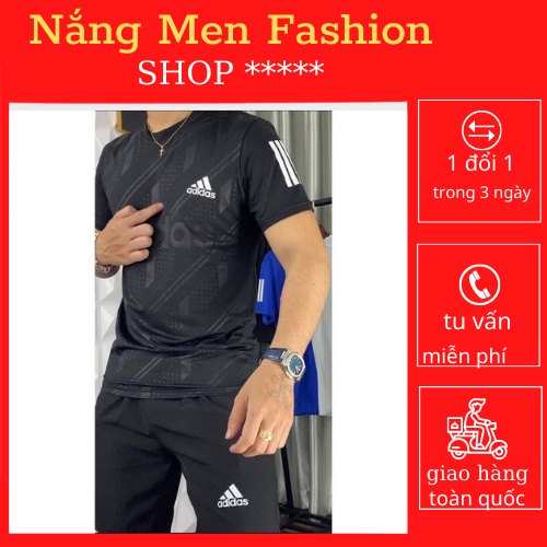 Bộ quần áo Thể Thao Nam Adidas Cộc tay chất liệu thun lạnh mềm mịn,co giãn 4 chiều, thấm hút mồ hôi