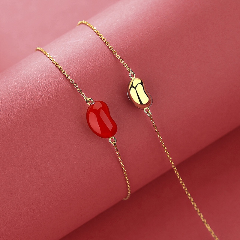 Lắc Tay Bạc 925 Mạ Vàng 18k Đính Hạt Đá Mã Não Đỏ Thanh Lịch Cho Nữ
