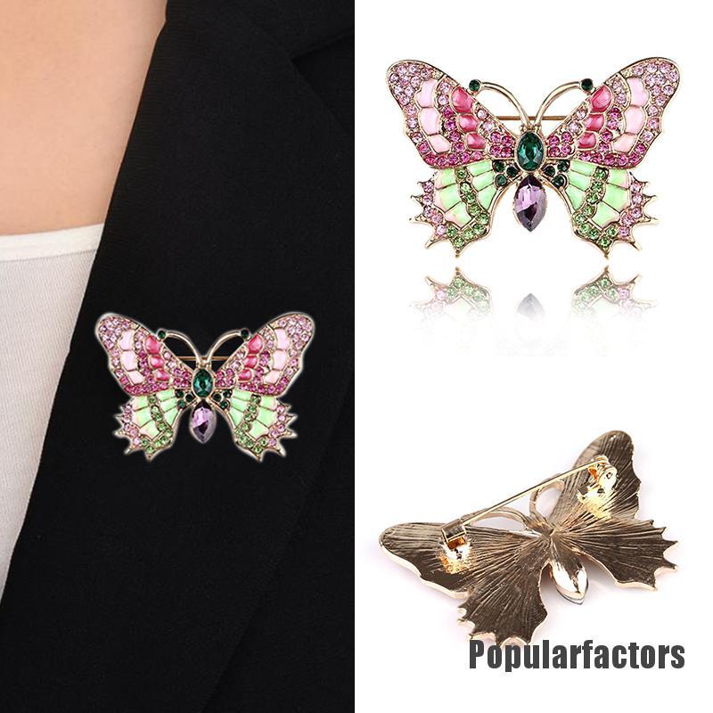 Ghim Cài Áo Hình Bướm Đính Đá Nhiều Màu Thời Trang