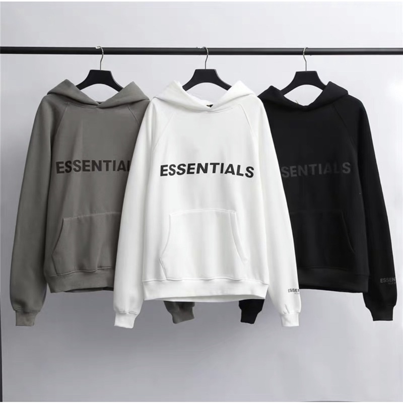 ÁO HOODIE NỈ CÓ MŨ ESSENTIALS MÙA ĐÔNG 2021 - Hình in cao su dập nổi