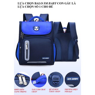 Cặp balo học sinh đi học chống gù lưng siêu nhẹ, phản quang, chống mưa cao cấp, họa tiết gấu - HÀNG LOẠI 1