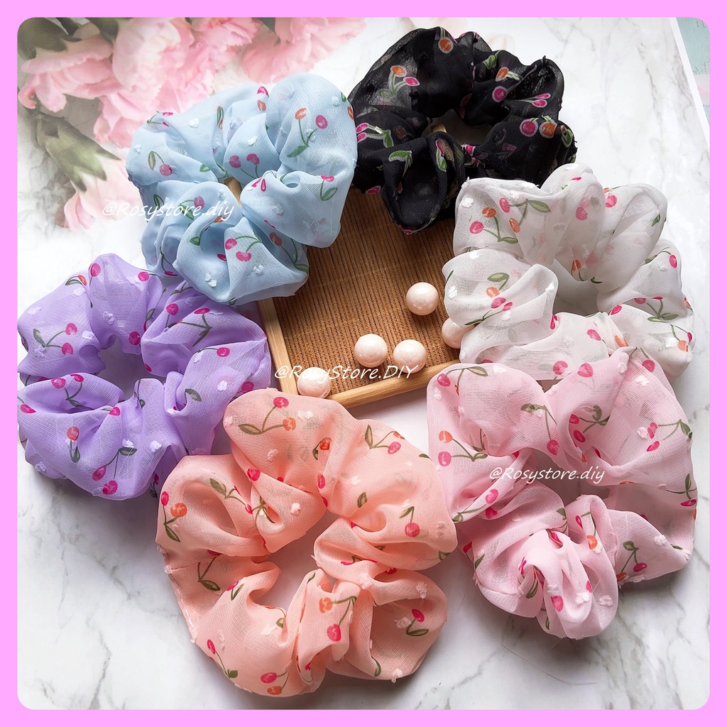 [Ảnh thật]CỘT TÓC VẢI SCRUNCHIES VOAN LỤA QUẢ CHERRY BI TIỂU THƯ - PHONG CÁCH ULZZANG PHỤ KIỆN THỜI TRANG NỮ GIÁ RẺ ĐẸP
