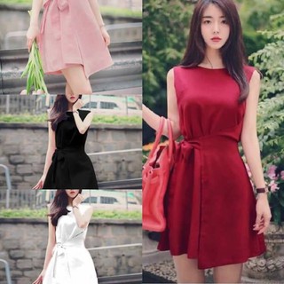 Đầm tà đắp thắt eo không tay
