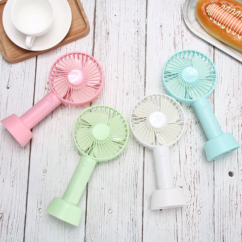 ✱◈☌Quạt Sạc Tích Điện USB mini Fan - Kèm Pin và Cáp Chân đế cầm tay, tay Nhiều Màu