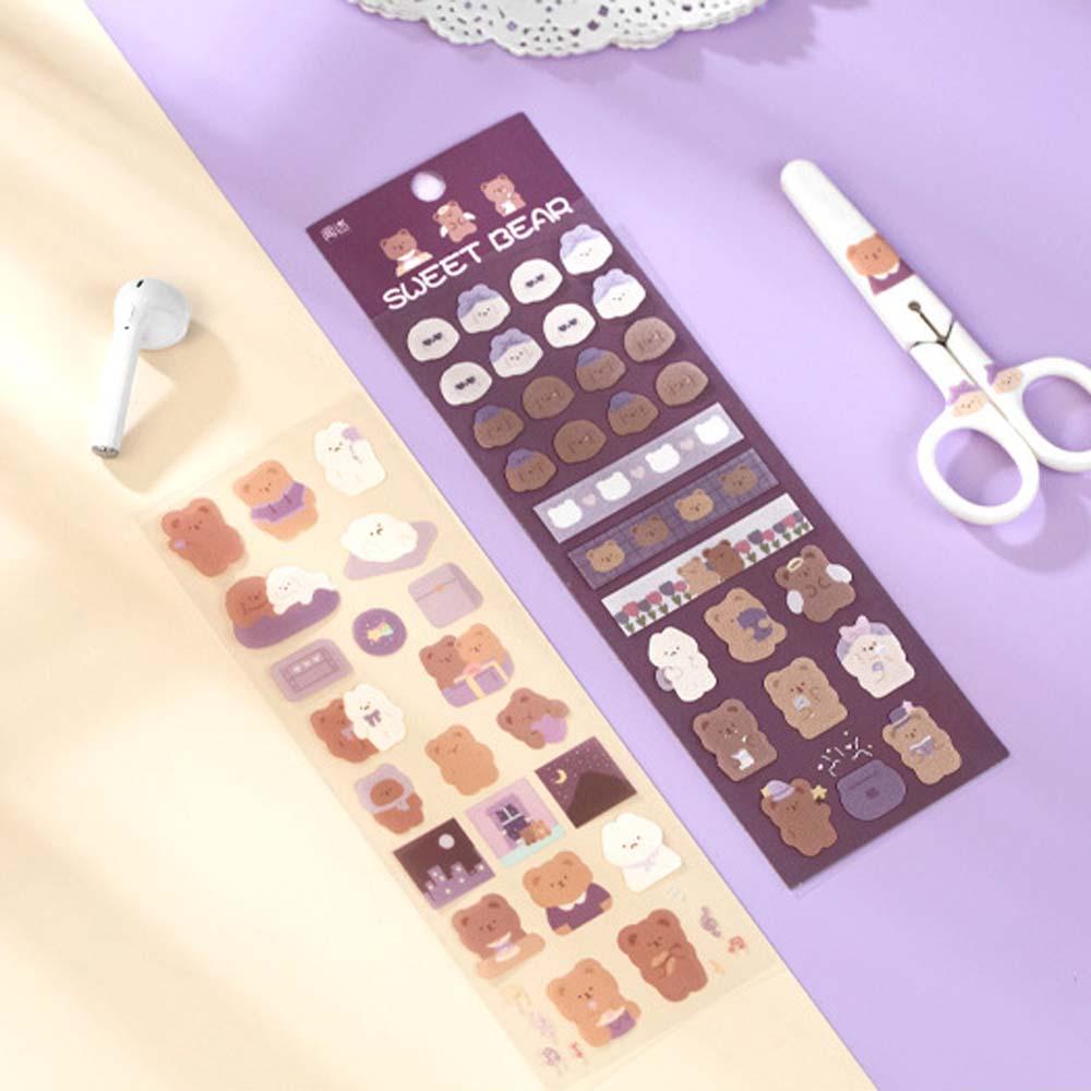 Nhãn Dán Trang Trí Sổ Tay / Nhật Ký Hình Gấu Hoạt Hình Dễ Thương