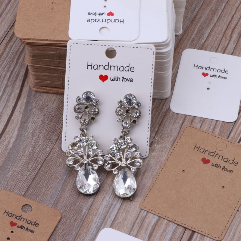 Set 100 Thẻ Chữ Nhật Bằng Giấy Kraft Trang Trí Đa Ứng Dụng