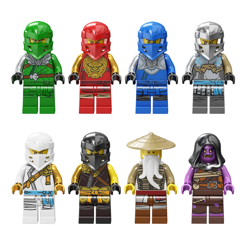 WUHUI 8PCS Ninja Minifigures Bộ đồ chơi Xây dựng Đồ chơi LeGoIng Đồ chơi Xây dựng Khối Lâu đài Hiệp sĩ Quân đội Lloyd NYA Zane Cole Jay Kai Ninjago Gạch xây dựng Đồ chơi trẻ em Đồ chơi cho bé trai và bé gái tương thích với mọi thương hiệu