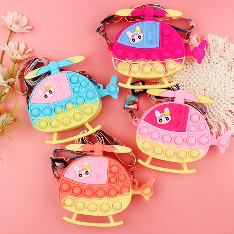 Túi pop it cho bé gái giá rẻ đeo chéo giảm căng thẳng bóp bong bóng hình máy bay siêu dễ thương Fullbaby 046
