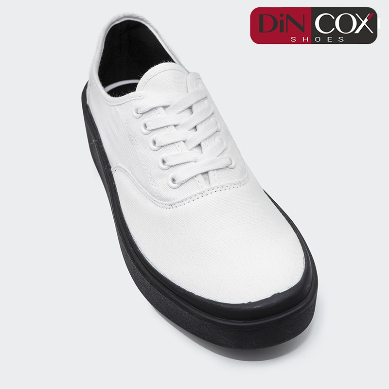 Giày Sneaker Vải Nam DINCOX D23 Đế Bánh Mì Nổi Bật White/Black