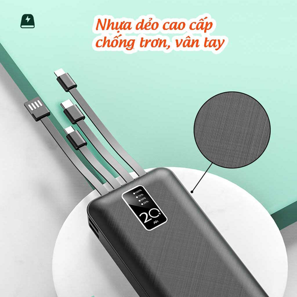 Pin Sạc Dự Phòng 20.000mAh HXSJ A1 - 2 Cổng Sạc Vào Type-C/Micro Tích hợp sẵn 4 đầu sạc chuyên dụng tiện lợi