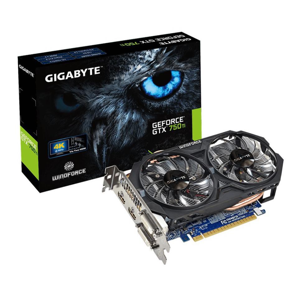 (giá khai trương) Vga Gigabyte 750ti 2G bảng 2 fan đẹp ngon lành 95