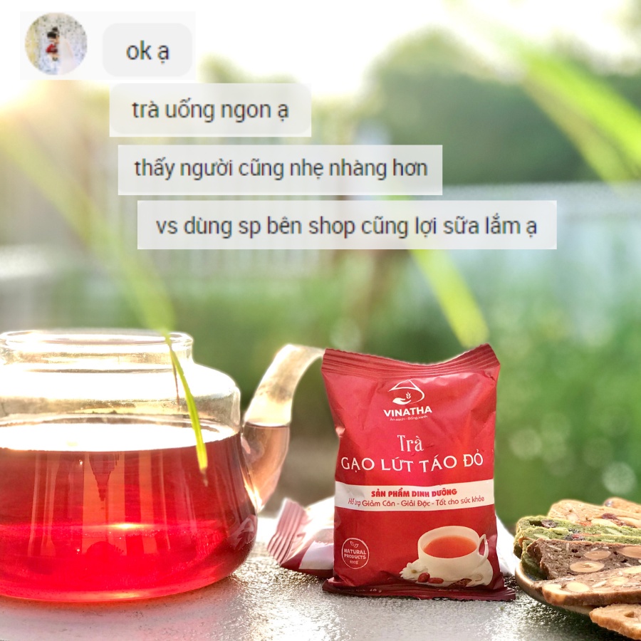 Trà Gạo Lứt Táo Đỏ Ăn Kiêng Giảm Cân Vinatha 10 gói nhỏ  VNT03