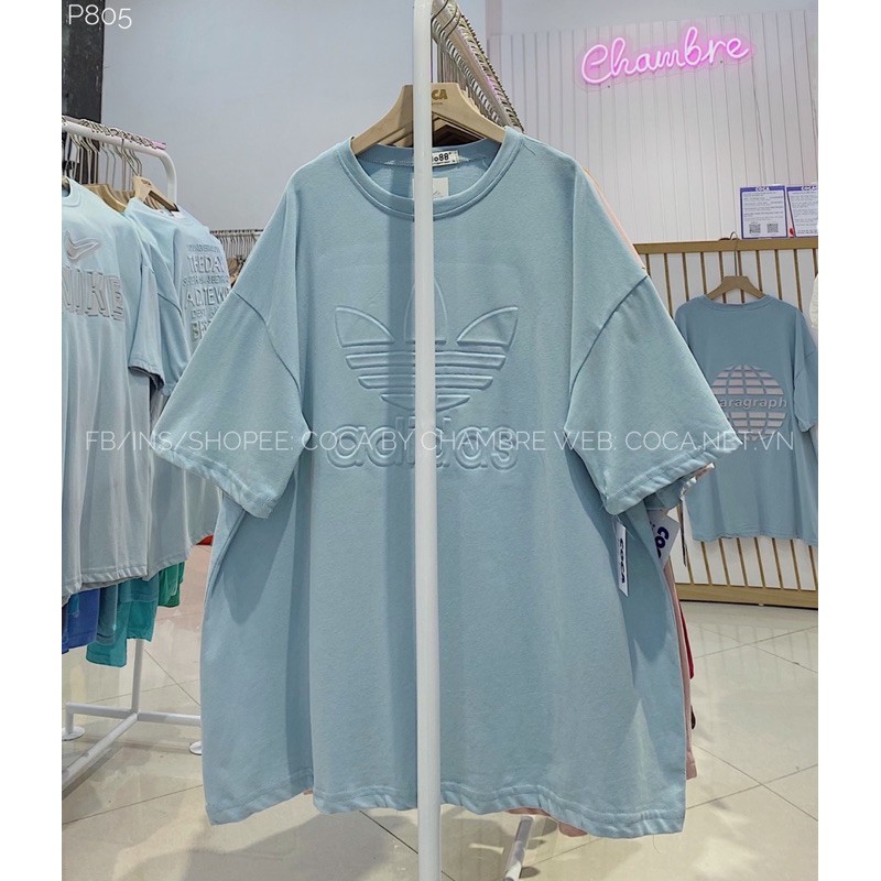 [P805]🤖 Áo thun áo phông logo in dập nổi form rộng unisex vải mỏng mát (Có sẵn/ảnh thật)
