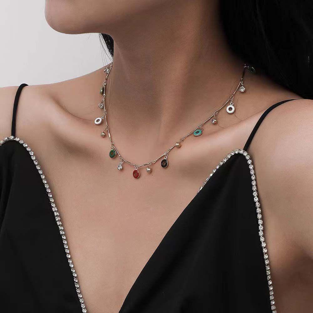 MXGOODS Vòng cổ Mặt Hình Bánh Donut Nhiều Màu Sắc Phong Cách Hip Hop Hàn Quốc Thời Trang Cho Nữ