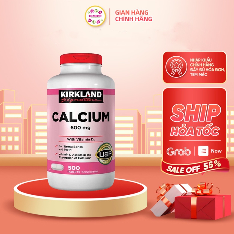 Viên uống hỗ trợ xương chắc khỏe Kirkland Calcium 600Mg with vitamin D3 500 viên Healthy Care quatangme