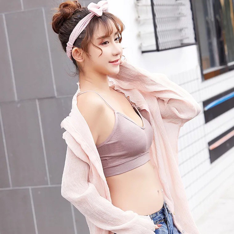 Áo Bra 2 Dây Gân Tăm Cổ V Có Mút Mềm Thoải Mái Thoáng Mát BR25 | BigBuy360 - bigbuy360.vn