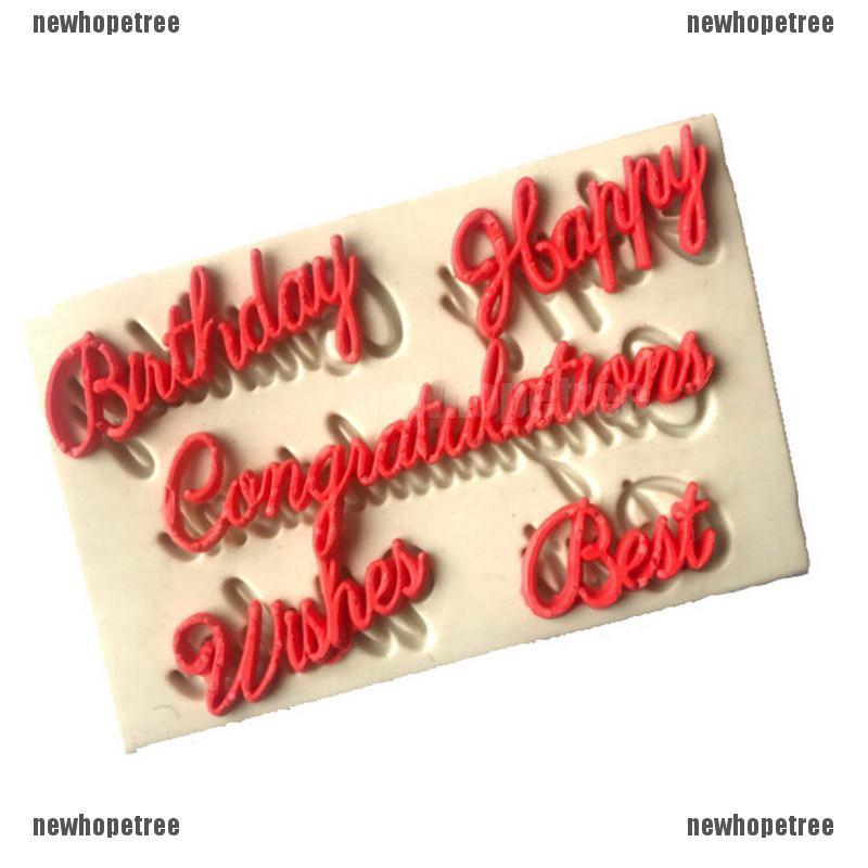 Khuôn silicone làm bánh dòng chữ chúc mừng sinh nhật ngộ nghĩnh đáng yêu