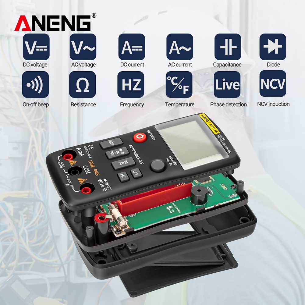 Đồng hồ vạn năng tự động ANENG AN113B cao cấp đo tụ 60mF, tần số 10Mhz, NCV, nhiệt độ